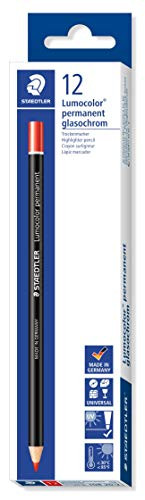 Staedtler Lumocolour Permanent Glasochrom Pencil - Red Box of 12