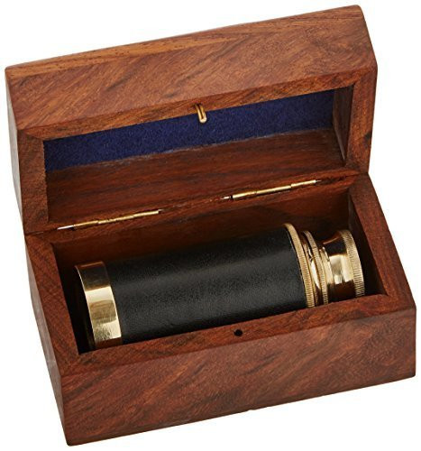 6inch  Handheld Brass Telescope with Wooden Box - Pirate Navigation