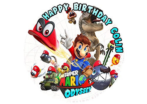 Super Mario Odyssey Round Personalized Edible Cake Image Cake Topper Decoration - 6inch  Inches Circle