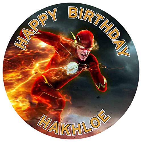 Flash Super Hero Round Personalized Edible Cake Image Cake Topper Decoration - 6inch  Inches Circle