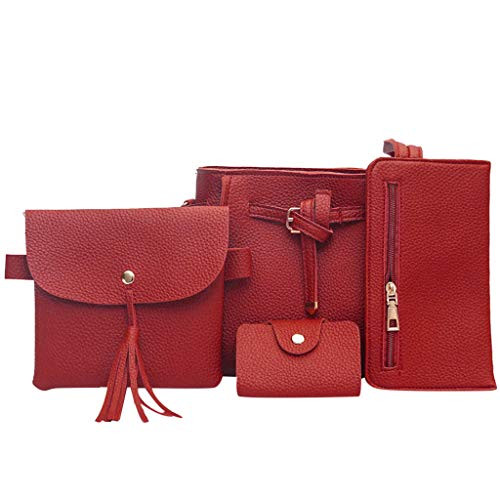 MANDDI Women's Pu Leather Tote Purse and Handbags Set Satchel Shoulder Crossbody Bag 4pcs Clutch Wallets for Ladies