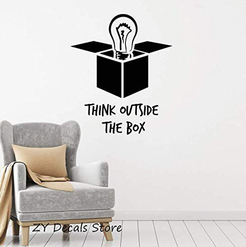 Inspirational Inspirational Office Decor Decal Think Outside Box Quote Wall Decal Artist Wall Sticker Decorative Sticker 66X56Cm