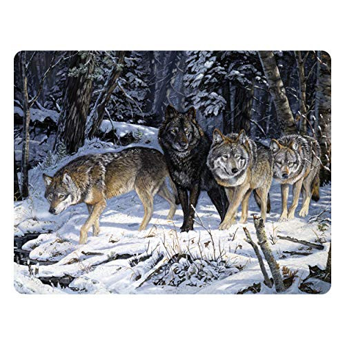 River's Edge Products Tempered Glass Cutting Board, 12 by 16 Inches, Wolf