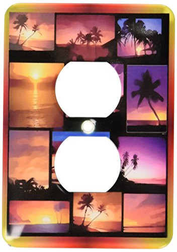 3dRose lsp_28831_6 Two Plug Outlet Cover with Sunset Beach Collage