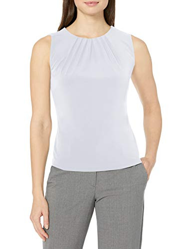 Calvin Klein Women's Pleat Neck Sleeveless Cami, White, 6