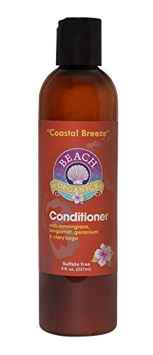 Natural Hair Conditioner with Organic Ingredients and Aloe, Coastal Breeze Scent Lemongrass, Bergamot, Geranium and Clary Sage Essential Oils. Made and sold by Beach Organics. 8.0 oz.