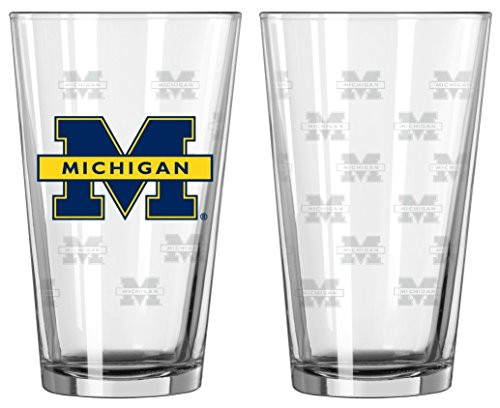 Boelter Brands Michigan Wolverines Satin Etch Pint Glass Set