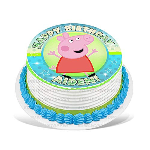 Peppa Pig Round Personalized Edible Cake Image Cake Topper Decoration - 7.5inch  Inches Circle