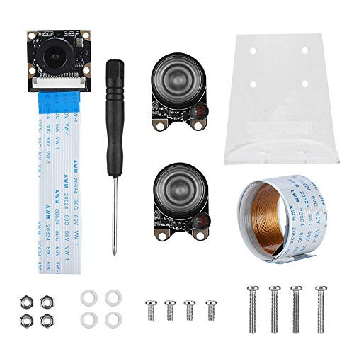 ASHATA for Raspberry Pi Camera Lens Night Vision Camera Module Kit 5MP OV5647, Focus Length Adjustable for Raspberry Pi 3Bplus / 3B/ 2B/ Bplus / Zero 1.3/ Zero W