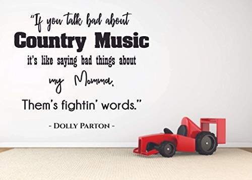 Thems Fightin Words - Dolly Parton Country Music Quotes Wall Decals Cowboy Cowgirl Boots Music Festival Concert Wall Art Designs Decor Vinyl Stickers Cars Rooms Windows Bedroom Decoration 18x20 inch