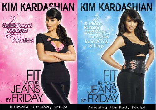 Set of 2 Kim Kardashian Fit in your jeans by Friday - Work Out DVDs - Ulitmate Butt - Amazing Abs
