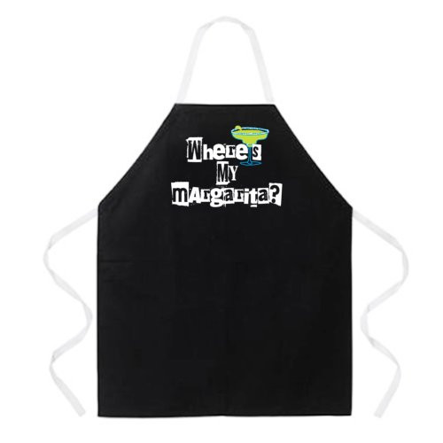 Attitude Aprons Fully Adjustable "Where's My Margarita?" Apron, Black