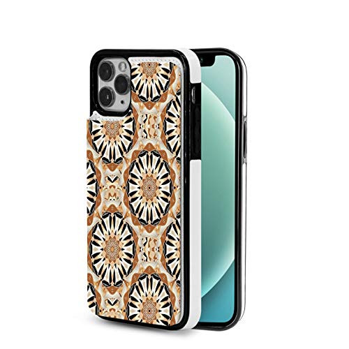 Designed for iPhone 12 Pro Case,Tan and Brown,Oriental Style Figure with Traditional Elements Mandala Inspired Floral,Tan Brown Black for The iPhone 12 Pro TPU Case Design 6.1 inch