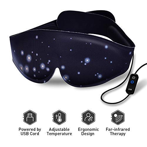 Heated Eye Mask - USB Dry Eye Mask, Electric Heating Eye Mask, Far-Infrared Therapy, Adjustable Temperature, Sleeping Heated Eye Mask, Sleep Mask for Dry Puffy Eyes