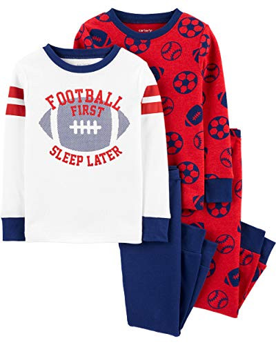 Carter's Boys 4-Piece Snug Fit Cotton PJs Football, 3T