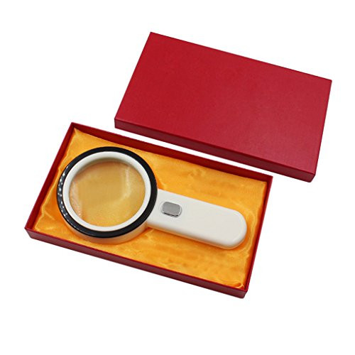 Handheld 20X Magnifying Glass with 12 LED Illuminated Lights Optical Magnifier Jewelry Loupe 105MM Magnifier Glass Lens for Seniors Reading Inspection Exploring Coins Stamps Handheld 20X Magnifying Glass with 12 LED Illuminated Lights Optical Magnifier Jewelry Loupe 105MM Magnifier Glass Lens for Seniors Reading Inspection Exploring Coins Stamps