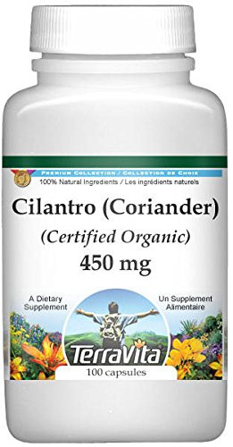 Cilantro Coriander Certified Organic - 450 mg 100 Capsules, ZIN 517612