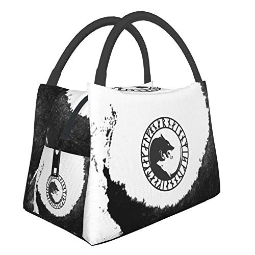 Odin Thor Viking Norse Wolf Ying Yang Portable Insulation Bag For Outdoor Picnic School Work Office Reusable Lunch Bag