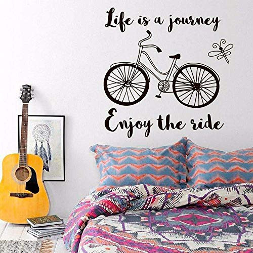 Art Wall Decals Life is A Journey Enjoy The Ride Inspiration Quote Bicycle Vinyl Sticker Mural Office Study Home Decor 57 57 cm