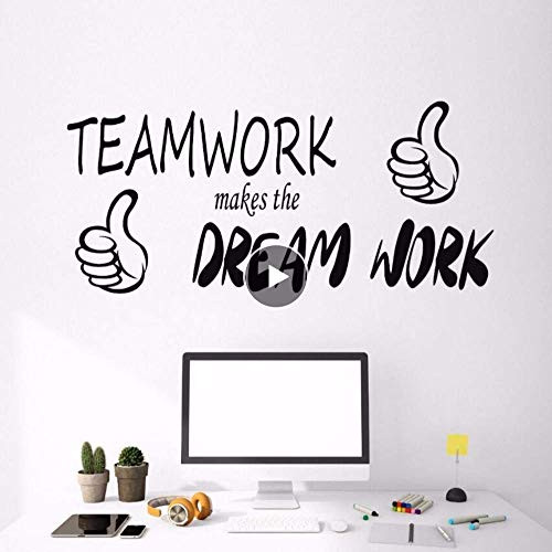 Vinyl Wall Decal Motivation Quote Words Wall Stickers Teamwork Dream Work Office Decoration Vinyl Wallpaper Decor 93 42 cm