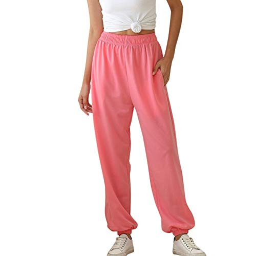 SSYongxia Women's Active Yoga Sweatpants Workout Joggers Pants Cotton Lounge Sweat Pants with Pockets Loose Trousers Pink