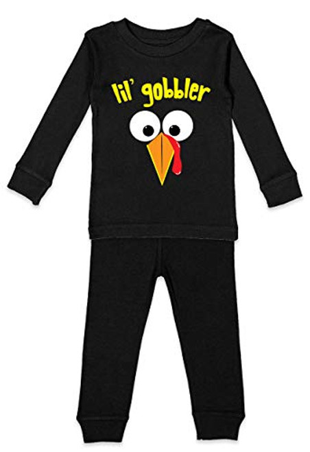 Haase Unlimited Lil' Gobbler - Turkey Thanksgiving Youth Pajama Set Black Top/Black Bottoms, Youth 14 Haase Unlimited Lil' Gobbler - Turkey Thanksgiving Youth Pajama Set Black Top/Black Bottoms, Youth 14
