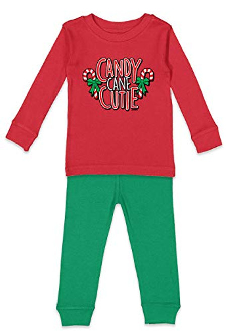 Haase Unlimited Candy Cane Cutie - Christmas Xmas Youth Pajama Set Red Top/Kelly Bottoms, Youth 14 Haase Unlimited Candy Cane Cutie - Christmas Xmas Youth Pajama Set Red Top/Kelly Bottoms, Youth 14