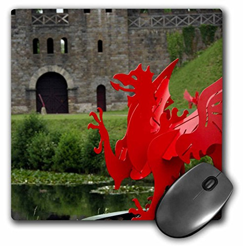 3dRose LLC 8 x 8 x 0.25 Wales Cardiff Castle Red Winged Dragon Cindy Miller Hopkins Mouse Pad (mp_82865_1)