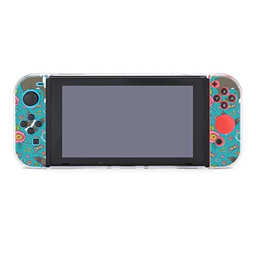 Protective Case Cover for Nintendo Switch Boston Terrier And Beautiful Flowers Dockable Case Compatible with Nintendo Switch Console and Joy-Con Controller