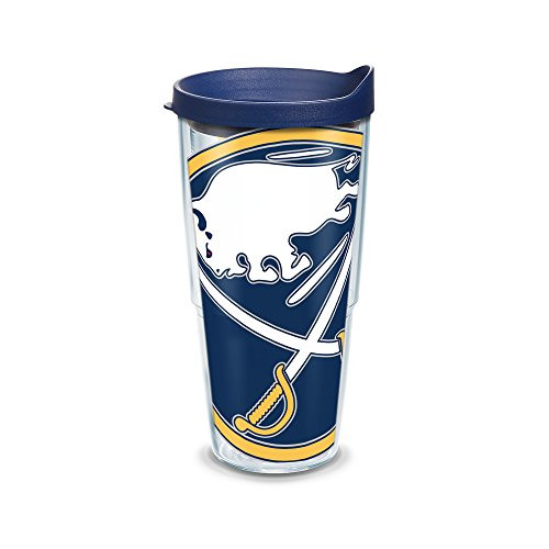 Tervis 1105386 "NHL Buffalo Sabres Colos" Tumbler with Navy Lid, Wrap, 24 oz, Clear