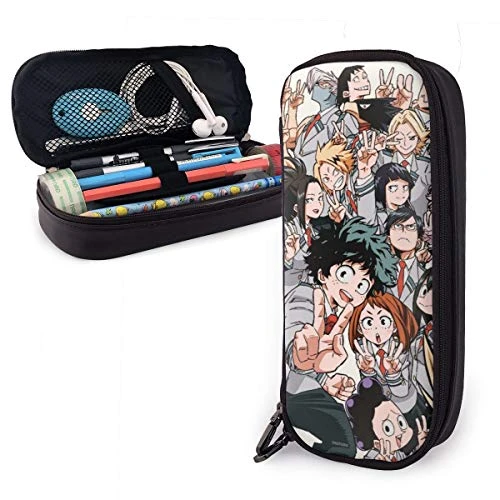 BNHAbackpak Boku No Hero Academia Pencil Case BNHA Pencil Bag Makeup Pen Pouch Durable Students Stationery with Double Zipper Pen Holder for School/Office My Hero Academia Pencil Case