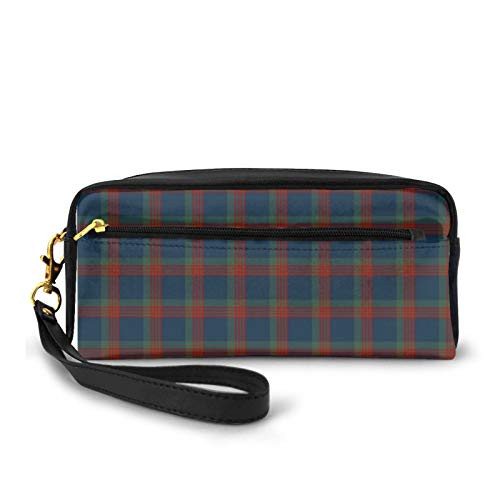Pencil Case Pen Bag Makeup Pouch Wallet?Blue Green And Red Wilson Clan Scottish Plaid Large Capacity Pouch Holder Cosmetic Brush Makeup Bag for Travel Office School