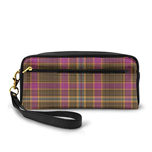 Pencil Case Pen Bag Makeup Pouch Wallet?El Camino Plaid Large Capacity Pouch Holder Cosmetic Brush Makeup Bag for Travel Office School