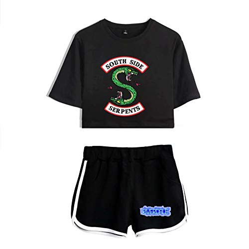 Zhucha Riverdale Crop Top T-Shirts and Shorts Suit South Side Serpents Printed Clothes Set