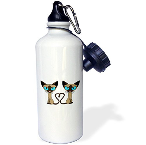 3dRose wb_110726_1 Siamese Cat Tail Heart Sports Water Bottle, 21 oz, White 3dRose wb_110726_1 Siamese Cat Tail Heart Sports Water Bottle, 21 oz, White