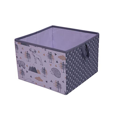 Bacati Woodlands Grey/Beige Neutral Cotton Storage Box Large, Beige/Grey
