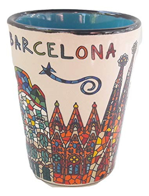 Shot ceramic Spain Barcelona Tequila Park GUell Sagrada Familia Casa Mila.blue Shot ceramic Spain Barcelona Tequila Park GUell Sagrada Familia Casa Mila.blue