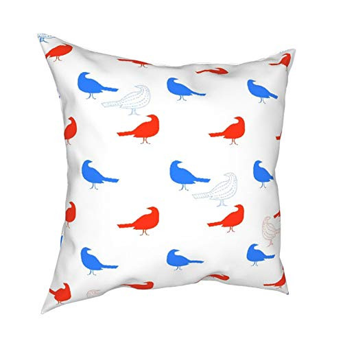 Janrely 3D Print Throw Pillow Cover Case,Blue and Red Birds,Modern Pillowcase for Sofa Couch Bed Car Set Home Decor 18inch x 18inch  in Pillowcase Cushion Covers Zipper 2pcs