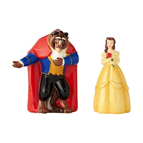 Enesco Disney Beauty Belle and Beast Ceramic Salt & Pepper Shakers 3.5" Multicolor