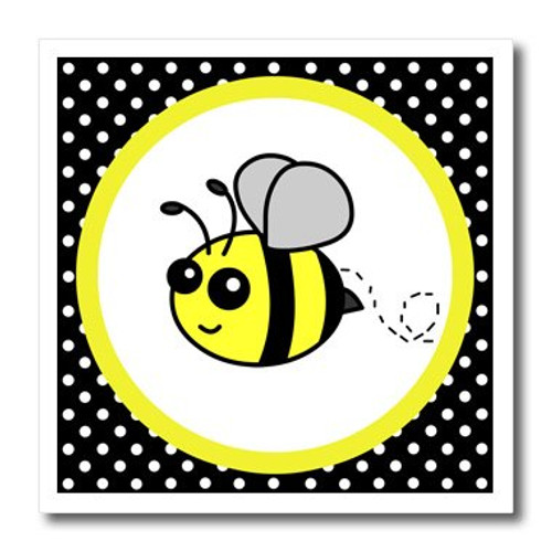 3dRose ht_57078_1 Cute Yellow Bumble Bee on Black and White Polka Dots - Iron on Heat Transfer, 8 by 8", for White Material 3dRose ht_57078_1 Cute Yellow Bumble Bee on Black and White Polka Dots - Iron on Heat Transfer, 8 by 8", for White Material
