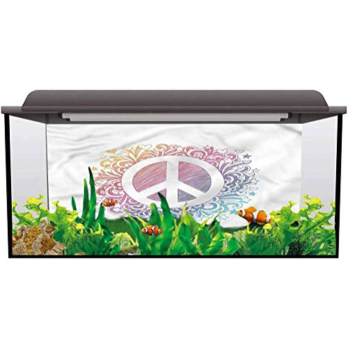 ScottDecor Aquarium Background Sticker Groovy,Doodle Swirls Hearts Stars Static Cling L24 X H12 Inch ScottDecor Aquarium Background Sticker Groovy,Doodle Swirls Hearts Stars Static Cling L24 X H12 Inch