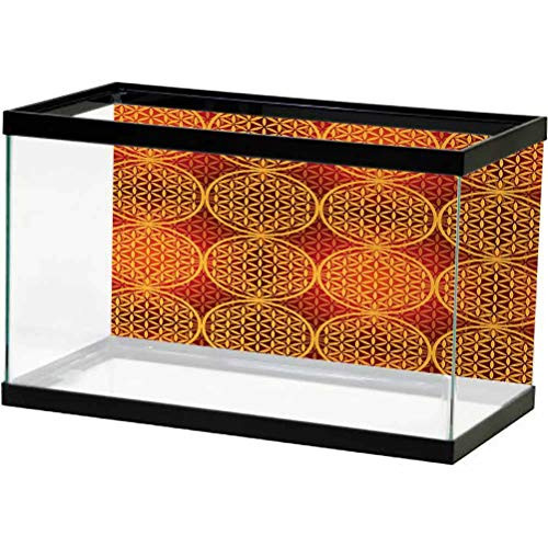 Victorian Aquarium Background Sticker Vintage Style Flower Medieval Tones Rococo Baroque Esoteric Motif PVC Adhesive Decor Paper Sticker Mustard Orange L24 X H12 Inch