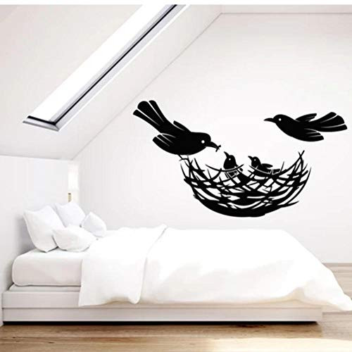 Wall Stickers Birds Nest Wall Decal Family Bedroom Living Room Home Decoration Vinyl Window Glass Stickers Happy Family Cute Art Mural 42X75 cm Y8