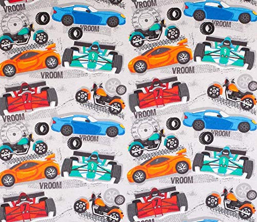 100 percent Cotton Flannel Fabric Sold by The Yard 1 Yard  36 in. Length Fast Cars