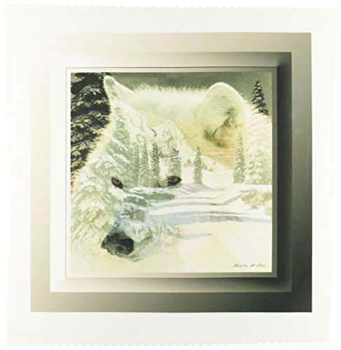 3dRose qs_26660_4 Spirit of The Wilderness Wolf Quilt Square, 12 by 12-Inch, White