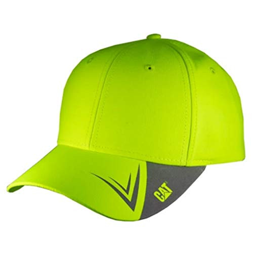 BDA Caterpillar CAT Equipment Safety Yellow Neon Green  and  Gray Visor Work Cap/Hat