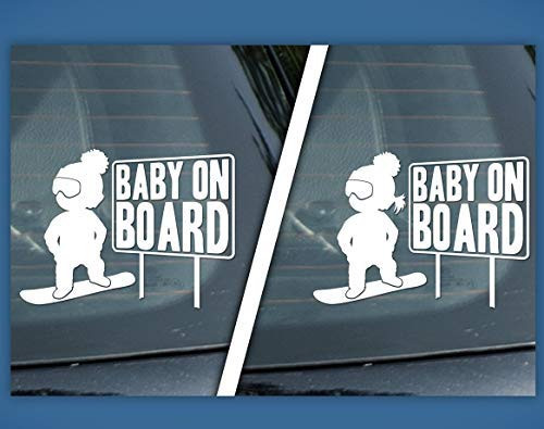 pmxkbzzr Sticker Baby on Board Snowboarding Sign, Snowboarder BOY or Snowboarder Girl, car Decal, Baby on Board Snowboard