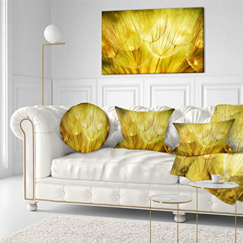 Design Art PT9677-40-20 Soft Yellow Dandelion Flowers Floral Photography Canvas Print,Yellow,40x20