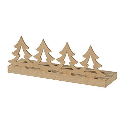 Efco Candleholder Silhouette Fir Tree 32 x 9 x 12 cm 2 Parts / 4 Inserts, 32 x 12 x 9 cm, Brown