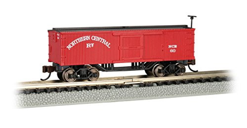 Bachmann Old-Time Box Car - Northern Central - N Scale, Prototypical Oxide Red Bachmann Old-Time Box Car - Northern Central - N Scale, Prototypical Oxide Red